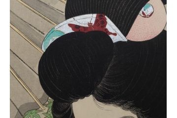神保朋世　版画(絵画、木版画、多色摺り、美人画、着物、女性、落款)(R-079289)
