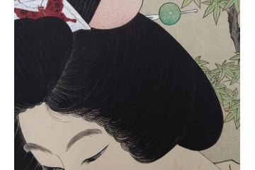 神保朋世　版画(絵画、木版画、多色摺り、美人画、着物、女性、落款)(R-079289)