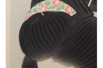 昭和32年5月作　神保朋世　版画(絵画、木版画、多色摺り、美人画、着物、女性、落款)(R-079290)