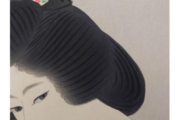 昭和32年5月作　神保朋世　版画(絵画、木版画、多色摺り、美人画、着物、女性、落款)(R-079290)