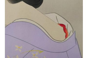 昭和32年5月作　神保朋世　版画(絵画、木版画、多色摺り、美人画、着物、女性、落款)(R-079290)