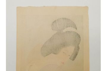 昭和32年5月作　神保朋世　版画(絵画、木版画、多色摺り、美人画、着物、女性、落款)(R-079290)
