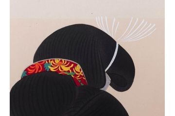 昭和32年12月作　神保朋世　版画(絵画、木版画、多色摺り、美人画、着物、女性、落款)(R-079291)