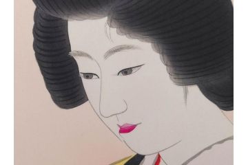昭和32年12月作　神保朋世　版画(絵画、木版画、多色摺り、美人画、着物、女性、落款)(R-079291)