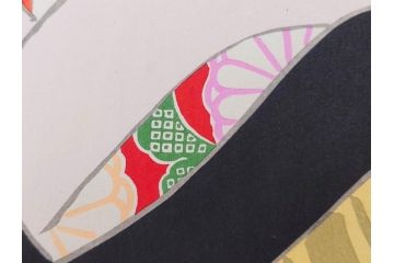 昭和32年12月作　神保朋世　版画(絵画、木版画、多色摺り、美人画、着物、女性、落款)(R-079291)