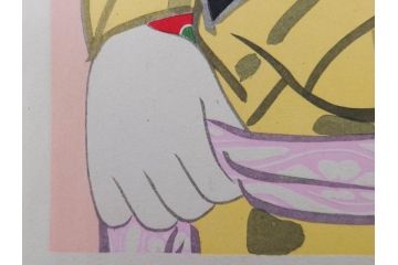 昭和32年12月作　神保朋世　版画(絵画、木版画、多色摺り、美人画、着物、女性、落款)(R-079291)