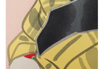 昭和32年12月作　神保朋世　版画(絵画、木版画、多色摺り、美人画、着物、女性、落款)(R-079291)