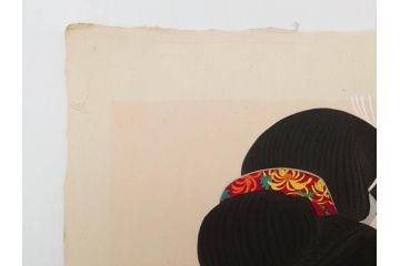 昭和32年12月作　神保朋世　版画(絵画、木版画、多色摺り、美人画、着物、女性、落款)(R-079291)