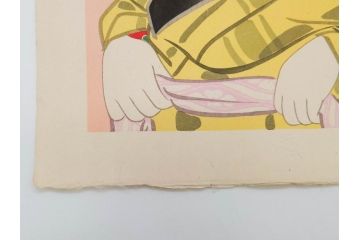 昭和32年12月作　神保朋世　版画(絵画、木版画、多色摺り、美人画、着物、女性、落款)(R-079291)