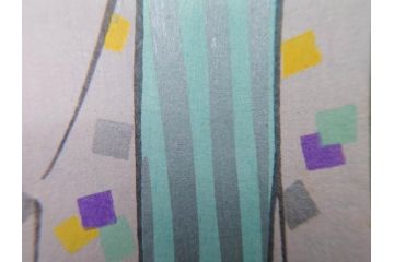 真作　昭和36年春作　神保朋世　「雨」　版画(絵画、木版画、多色摺り、彫師 佐藤寿録吉、摺師 猪村正之助、番傘、和傘、美人画、着物、女性、落款)(R-079292)