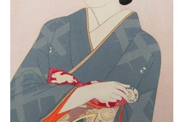 真作　昭和14年1月　神保朋世　「微薫」　限定200枚　版画(絵画、木版画、多色摺り、中村三次郎 印刷、石坂憲一 彫刻、美人画、着物、女性、落款)(R-079293)