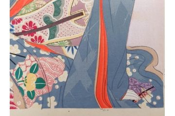 真作　昭和14年1月　神保朋世　「微薫」　限定200枚　版画(絵画、木版画、多色摺り、中村三次郎 印刷、石坂憲一 彫刻、美人画、着物、女性、落款)(R-079293)