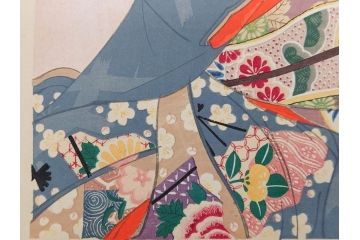 真作　昭和14年1月　神保朋世　「微薫」　限定200枚　版画(絵画、木版画、多色摺り、中村三次郎 印刷、石坂憲一 彫刻、美人画、着物、女性、落款)(R-079293)