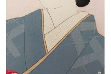真作　昭和14年1月　神保朋世　「微薫」　限定200枚　版画(絵画、木版画、多色摺り、中村三次郎 印刷、石坂憲一 彫刻、美人画、着物、女性、落款)(R-079293)