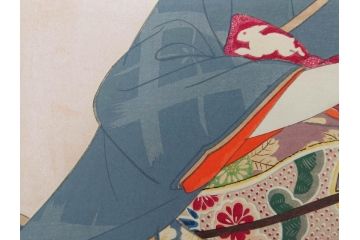 真作　昭和14年1月　神保朋世　「微薫」　限定200枚　版画(絵画、木版画、多色摺り、中村三次郎 印刷、石坂憲一 彫刻、美人画、着物、女性、落款)(R-079293)