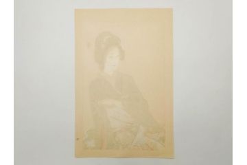 真作　昭和14年1月　神保朋世　「微薫」　限定200枚　版画(絵画、木版画、多色摺り、中村三次郎 印刷、石坂憲一 彫刻、美人画、着物、女性、落款)(R-079293)