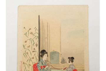 真作　明治29年・30年　宮川春汀　子供風俗　版画8枚セット(木版画、錦絵、浮世絵、絵画、多色摺り、いとかけ、犬あそび、せんこはなび、線香花火、あねさま、おしりの用心、戦ごっこ、たがまわし、たけうま、竹馬)(R-079298)