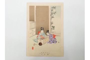 真作　明治29年・30年　宮川春汀　子供風俗　版画8枚セット(木版画、錦絵、浮世絵、絵画、多色摺り、いとかけ、犬あそび、せんこはなび、線香花火、あねさま、おしりの用心、戦ごっこ、たがまわし、たけうま、竹馬)(R-079298)