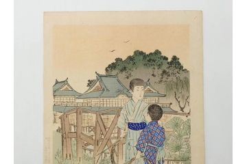 真作　明治29年・30年　宮川春汀　子供風俗　版画8枚セット(木版画、錦絵、浮世絵、絵画、多色摺り、いとかけ、犬あそび、せんこはなび、線香花火、あねさま、おしりの用心、戦ごっこ、たがまわし、たけうま、竹馬)(R-079298)