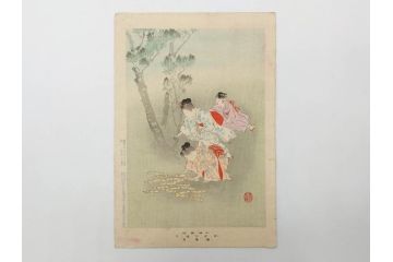 真作　明治30年　宮川春汀　子供風俗　版画9枚セット(木版画、錦絵、浮世絵、絵画、多色摺り、かずひろい、盲案内競争、おにごっこ、影絵遊び、かげえあそび、うをつり、かくれんぼう、動物園、たるみこし、さつき人形、五月人形)(R-079300)