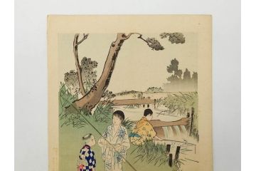 真作　明治30年　宮川春汀　子供風俗　版画9枚セット(木版画、錦絵、浮世絵、絵画、多色摺り、かずひろい、盲案内競争、おにごっこ、影絵遊び、かげえあそび、うをつり、かくれんぼう、動物園、たるみこし、さつき人形、五月人形)(R-079300)