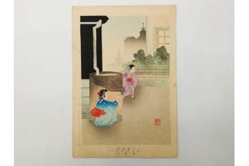 真作　明治30年　宮川春汀　子供風俗　版画9枚セット(木版画、錦絵、浮世絵、絵画、多色摺り、かずひろい、盲案内競争、おにごっこ、影絵遊び、かげえあそび、うをつり、かくれんぼう、動物園、たるみこし、さつき人形、五月人形)(R-079300)