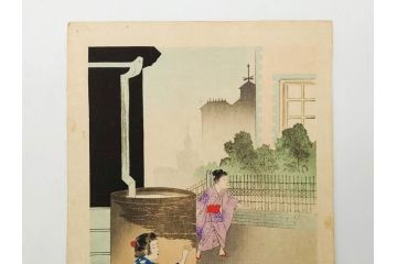真作　明治30年　宮川春汀　子供風俗　版画9枚セット(木版画、錦絵、浮世絵、絵画、多色摺り、かずひろい、盲案内競争、おにごっこ、影絵遊び、かげえあそび、うをつり、かくれんぼう、動物園、たるみこし、さつき人形、五月人形)(R-079300)