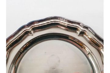 フランス　クリストフル　CHRISTOFLE　縁のフリルのようなデザインが上品なシルバープレート(中皿、変形皿、輪花型、銀食器、銀製品、テーブルウェア、ケース付き)(R-079301)