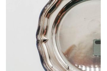 フランス　クリストフル　CHRISTOFLE　縁のフリルのようなデザインが上品なシルバープレート(中皿、変形皿、輪花型、銀食器、銀製品、テーブルウェア、ケース付き)(R-079301)