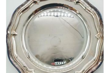 フランス　クリストフル　CHRISTOFLE　縁のフリルのようなデザインが上品なシルバープレート(中皿、変形皿、輪花型、銀食器、銀製品、テーブルウェア、ケース付き)(R-079301)