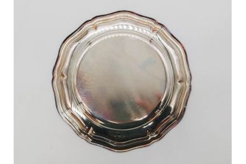 フランス　クリストフル　CHRISTOFLE　縁のフリルのようなデザインが上品なシルバープレート(中皿、変形皿、輪花型、銀食器、銀製品、テーブルウェア、ケース付き)(R-079301)