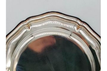 フランス　クリストフル　CHRISTOFLE　縁のフリルのようなデザインが上品なシルバープレート(中皿、変形皿、輪花型、銀食器、銀製品、テーブルウェア、ケース付き)(R-079301)