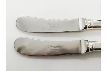 フランス　クリストフル　CHRISTOFLE　CLUNY(クリュニー)　シルバーコーティング / ERCUIS(エルキューイ)　高級感漂うカラトリーセット(フォーク、スプーン、バターナイフ、銀メッキ、銀食器、銀製品、ケース付き)(R-079302)