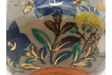 永楽善五郎　乾山写月秋草　4.3寸　美しい絵付けに品格を感じる茶碗(花、植物、風景、金彩、京焼、裏印、抹茶碗、茶道具、茶器、和食器、鵬雲斎書付き、四寸三分、共箱付き)(R-079305)