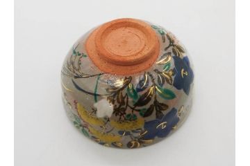 永楽善五郎　乾山写月秋草　4.3寸　美しい絵付けに品格を感じる茶碗(花、植物、風景、金彩、京焼、裏印、抹茶碗、茶道具、茶器、和食器、鵬雲斎書付き、四寸三分、共箱付き)(R-079305)