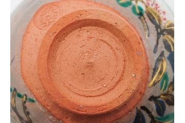 永楽善五郎　乾山写月秋草　4.3寸　美しい絵付けに品格を感じる茶碗(花、植物、風景、金彩、京焼、裏印、抹茶碗、茶道具、茶器、和食器、鵬雲斎書付き、四寸三分、共箱付き)(R-079305)