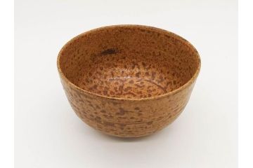 伊藤陶山　いらほ　4.1寸　侘び寂びを感じる茶碗(伊羅保、いらぼ、裏印、抹茶碗、茶道具、茶器、和食器、四寸一分、共箱付き、共布付き)(R-079306)