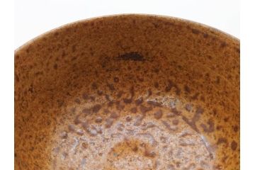 伊藤陶山　いらほ　4.1寸　侘び寂びを感じる茶碗(伊羅保、いらぼ、裏印、抹茶碗、茶道具、茶器、和食器、四寸一分、共箱付き、共布付き)(R-079306)