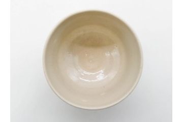 白井半七　日之出　優美な金波紋のデザインと日の出が印象的な茶碗(抹茶碗、今戸焼、茶道具、茶器、和食器、共箱付き、三寸六分)(R-079307)