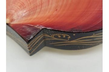 高木玉栄　荒磯　月日貝　上品な蒔絵とデザイン性に心惹かれる香合(シェル、鯛、魚、波紋、香道具、茶道具、蒔絵、木製、漆器、小物入れ、鵬雲斎書付き、共箱付き)(R-079308)