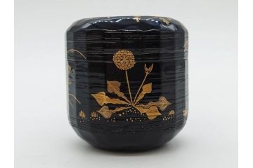 木具師 橋村萬象造　細やかな蒔絵が魅力の棗(折撓、花押、春秋、たんぽぽ、すすき、ススキ、花、植物、鵬雲斎書付き、木製、漆器、茶入れ、茶道具、茶筒、茶器、共箱付き)(R-079309)