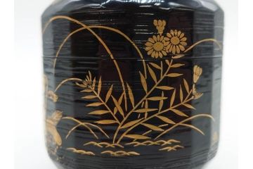 木具師 橋村萬象造　細やかな蒔絵が魅力の棗(折撓、花押、春秋、たんぽぽ、すすき、ススキ、花、植物、鵬雲斎書付き、木製、漆器、茶入れ、茶道具、茶筒、茶器、共箱付き)(R-079309)