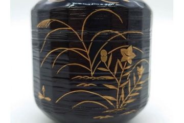木具師 橋村萬象造　細やかな蒔絵が魅力の棗(折撓、花押、春秋、たんぽぽ、すすき、ススキ、花、植物、鵬雲斎書付き、木製、漆器、茶入れ、茶道具、茶筒、茶器、共箱付き)(R-079309)