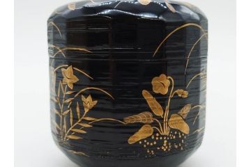 木具師 橋村萬象造　細やかな蒔絵が魅力の棗(折撓、花押、春秋、たんぽぽ、すすき、ススキ、花、植物、鵬雲斎書付き、木製、漆器、茶入れ、茶道具、茶筒、茶器、共箱付き)(R-079309)