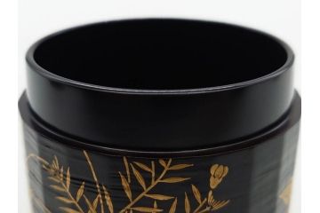 木具師 橋村萬象造　細やかな蒔絵が魅力の棗(折撓、花押、春秋、たんぽぽ、すすき、ススキ、花、植物、鵬雲斎書付き、木製、漆器、茶入れ、茶道具、茶筒、茶器、共箱付き)(R-079309)