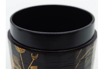 木具師 橋村萬象造　細やかな蒔絵が魅力の棗(折撓、花押、春秋、たんぽぽ、すすき、ススキ、花、植物、鵬雲斎書付き、木製、漆器、茶入れ、茶道具、茶筒、茶器、共箱付き)(R-079309)