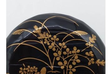 木具師 橋村萬象造　細やかな蒔絵が魅力の棗(折撓、花押、春秋、たんぽぽ、すすき、ススキ、花、植物、鵬雲斎書付き、木製、漆器、茶入れ、茶道具、茶筒、茶器、共箱付き)(R-079309)