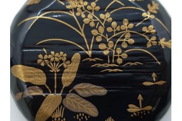 木具師 橋村萬象造　細やかな蒔絵が魅力の棗(折撓、花押、春秋、たんぽぽ、すすき、ススキ、花、植物、鵬雲斎書付き、木製、漆器、茶入れ、茶道具、茶筒、茶器、共箱付き)(R-079309)