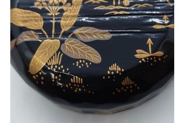 木具師 橋村萬象造　細やかな蒔絵が魅力の棗(折撓、花押、春秋、たんぽぽ、すすき、ススキ、花、植物、鵬雲斎書付き、木製、漆器、茶入れ、茶道具、茶筒、茶器、共箱付き)(R-079309)