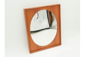スウェーデン　GLAS MASTER MARKARYD　シンプルで木の温もり感じるミラー(壁掛け鏡、吊鏡、北欧)(R-079312)